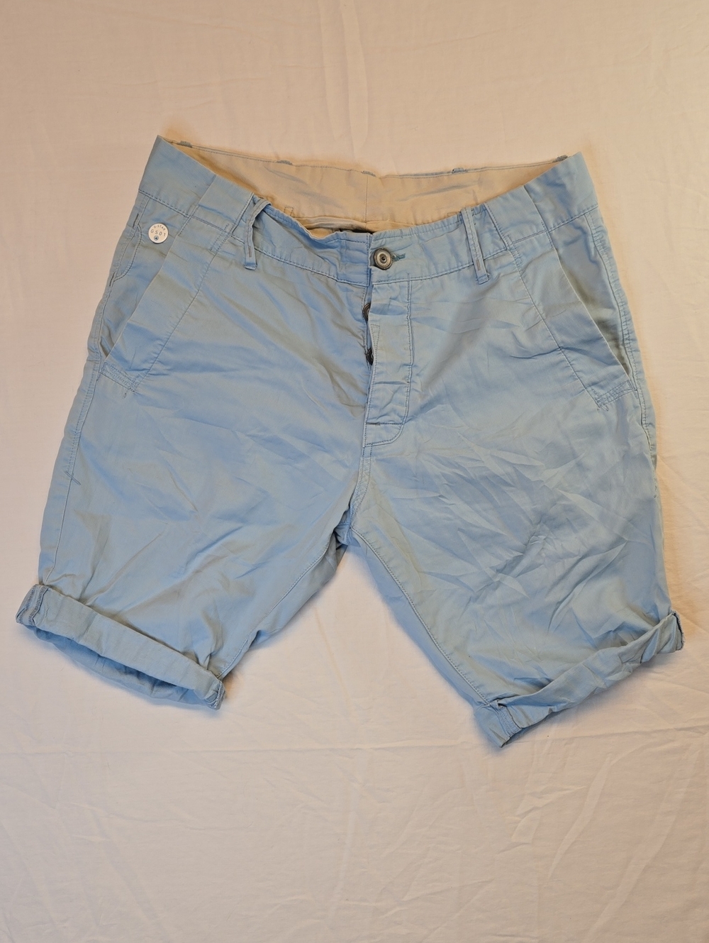 G-Star Raw Cc Bronson Chino Straight 1/2 Light Blue Cotton Shorts